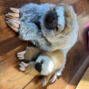 Plush Sloth Toy Set - Gray and Brown